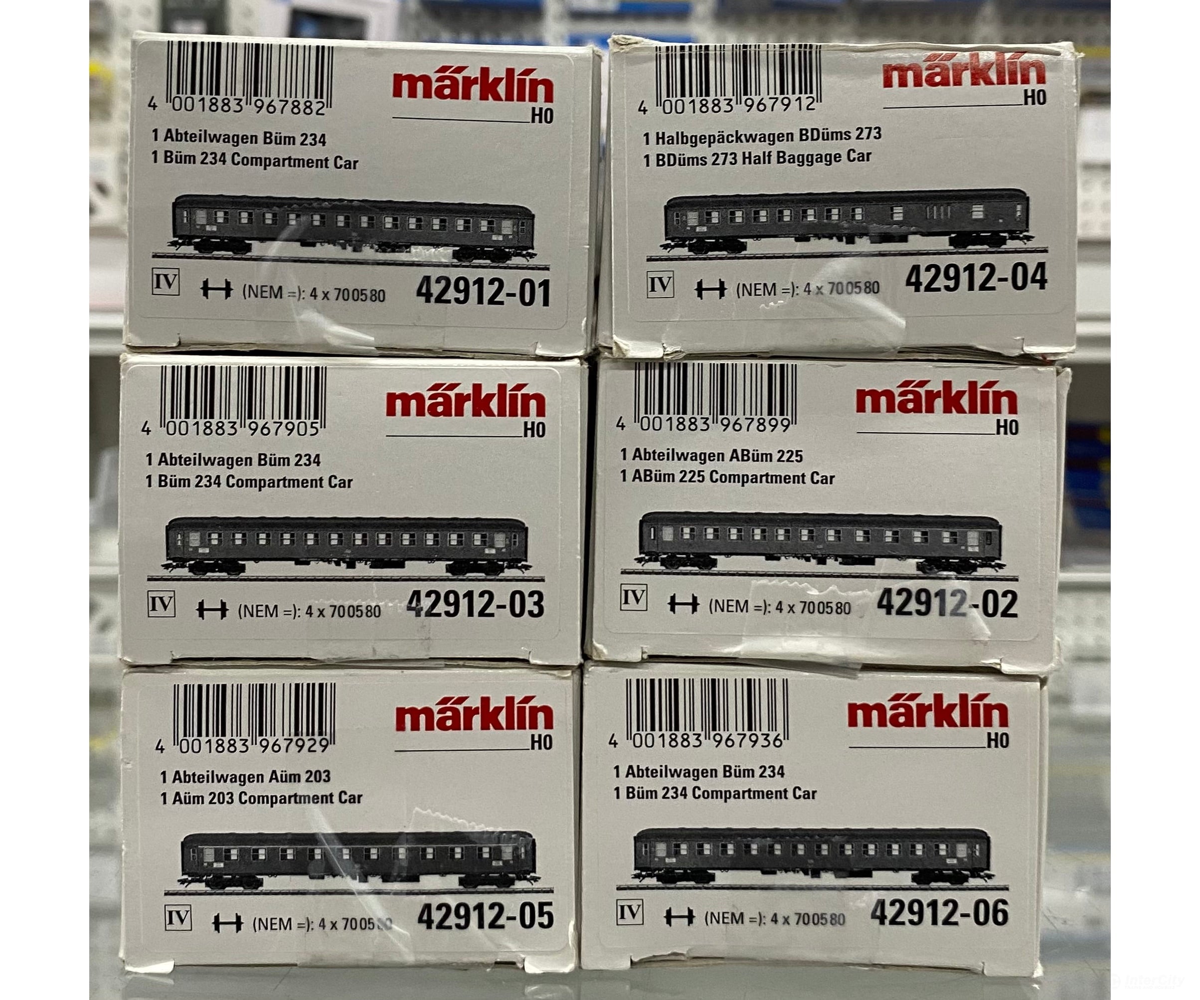 Marklin 42912 HO DB 6 Piece Interzone Express Passenger Car Set European Passenger Cars