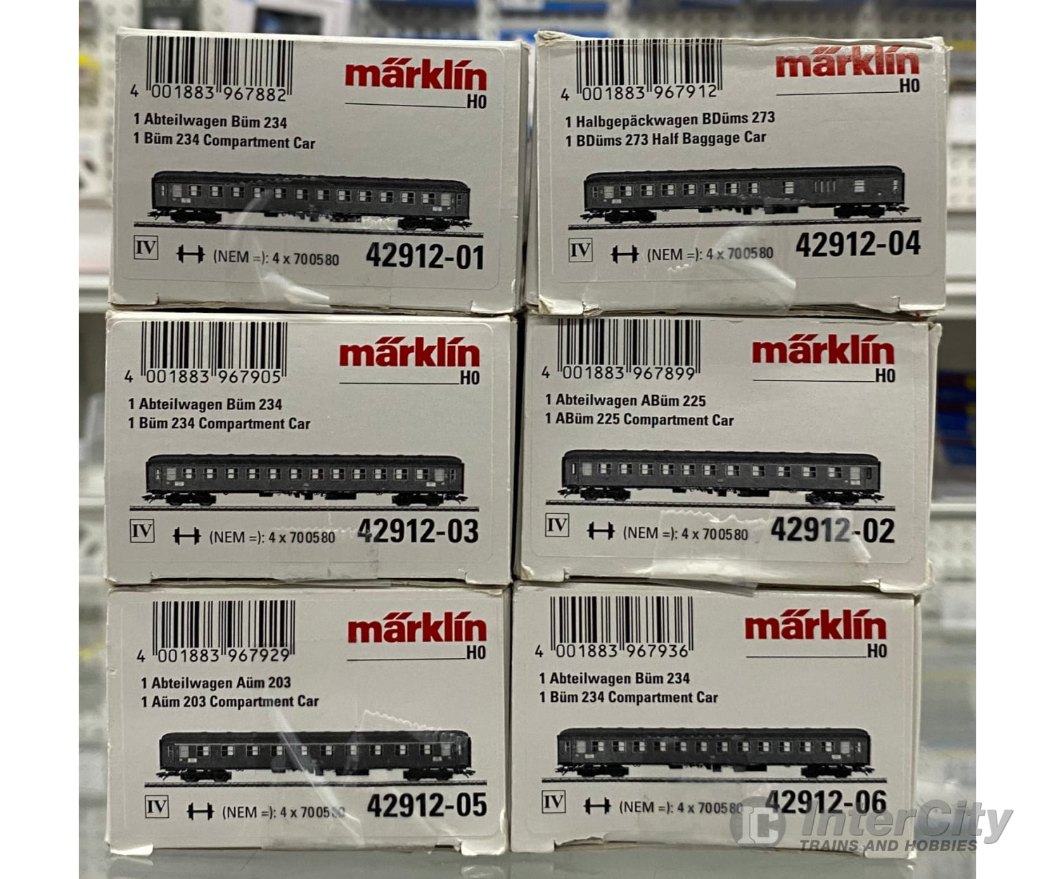 Marklin 42912 HO DB 6 Piece Interzone Express Passenger Car Set European Passenger Cars