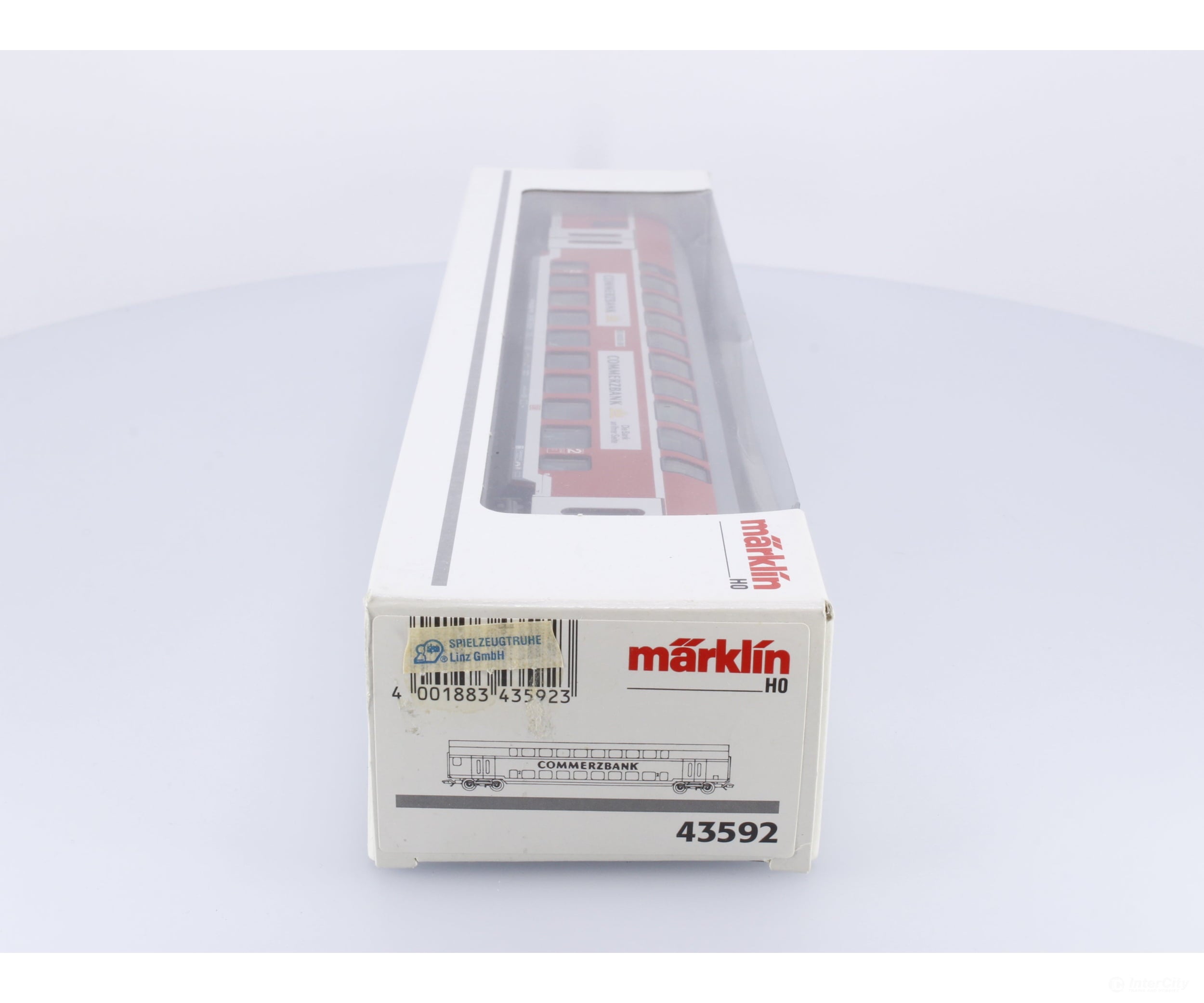 Marklin 43592 HO DB 2nd Class Double Decker IC Coach CommerzBank 50803635092-8 European Passenger Cars