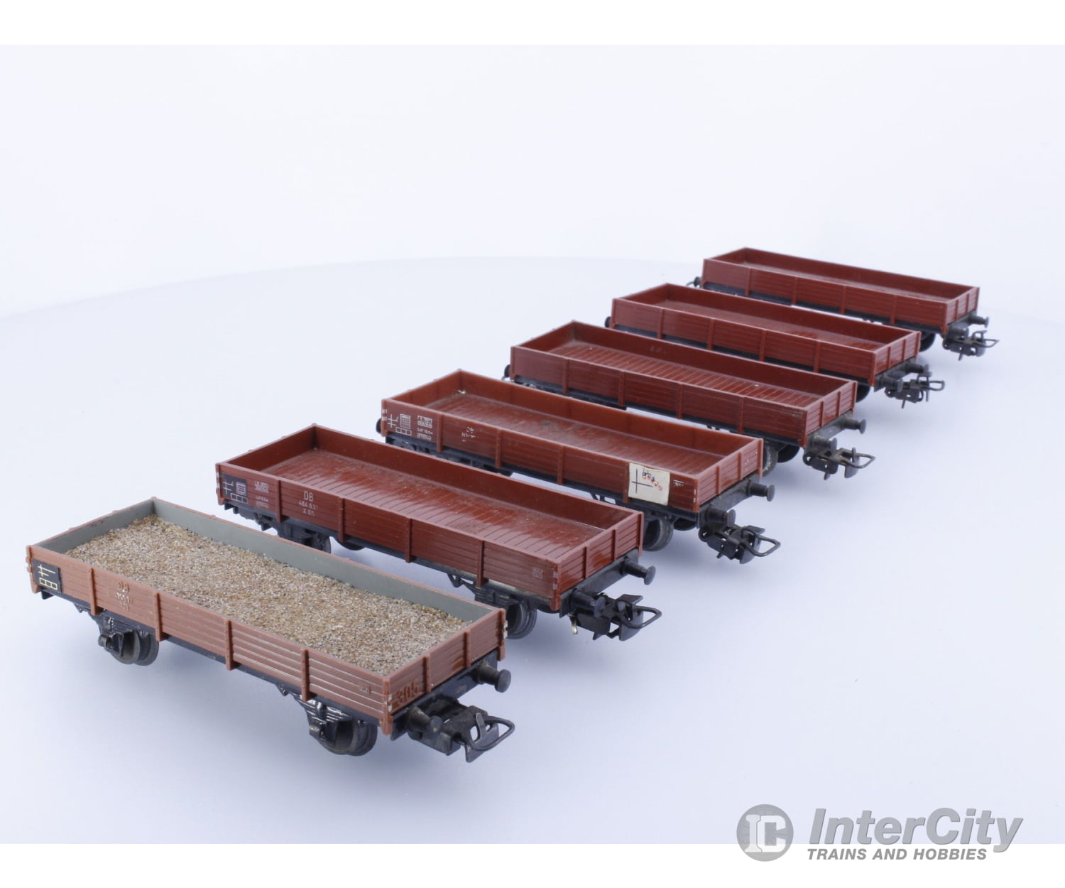 Marklin 4423 Ho Db Lot Of 6 Low Side Flat Cars - One W. Ballast 464637 European Freight Cars