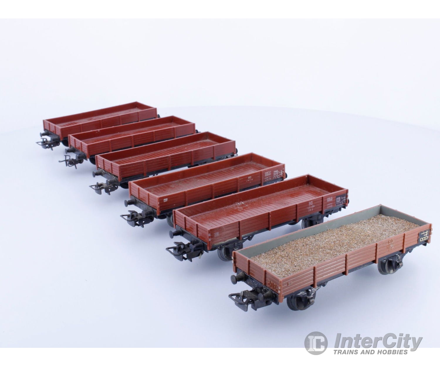 Marklin 4423 Ho Db Lot Of 6 Low Side Flat Cars - One W. Ballast 464637 European Freight Cars
