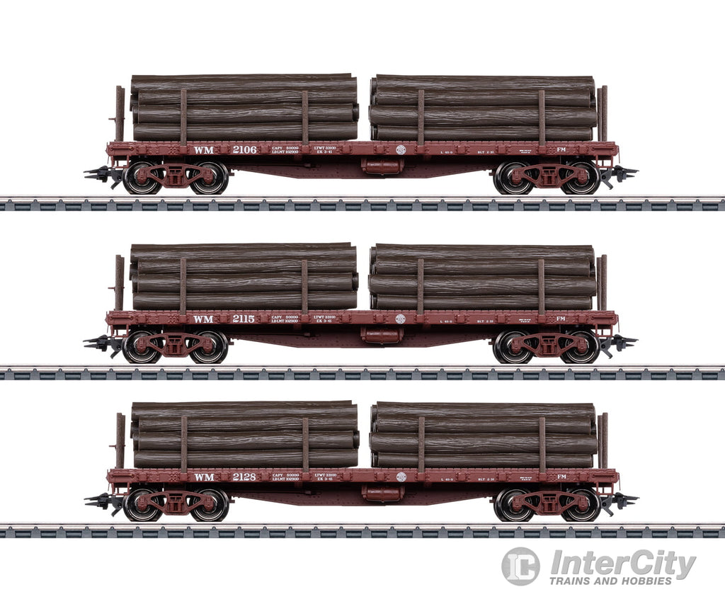 Marklin 45600 HO US Flat Car Set with Log Loads (for Marklin Shay) Freight Cars