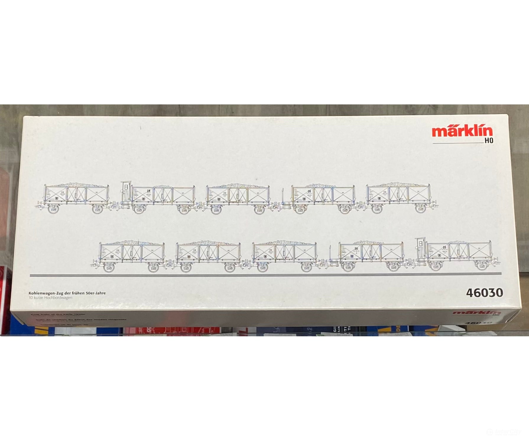 Marklin 46030 HO DB 10 Piece 50th Anniversary Coal Car Set Factory Weathered with Loads European Freight Cars
