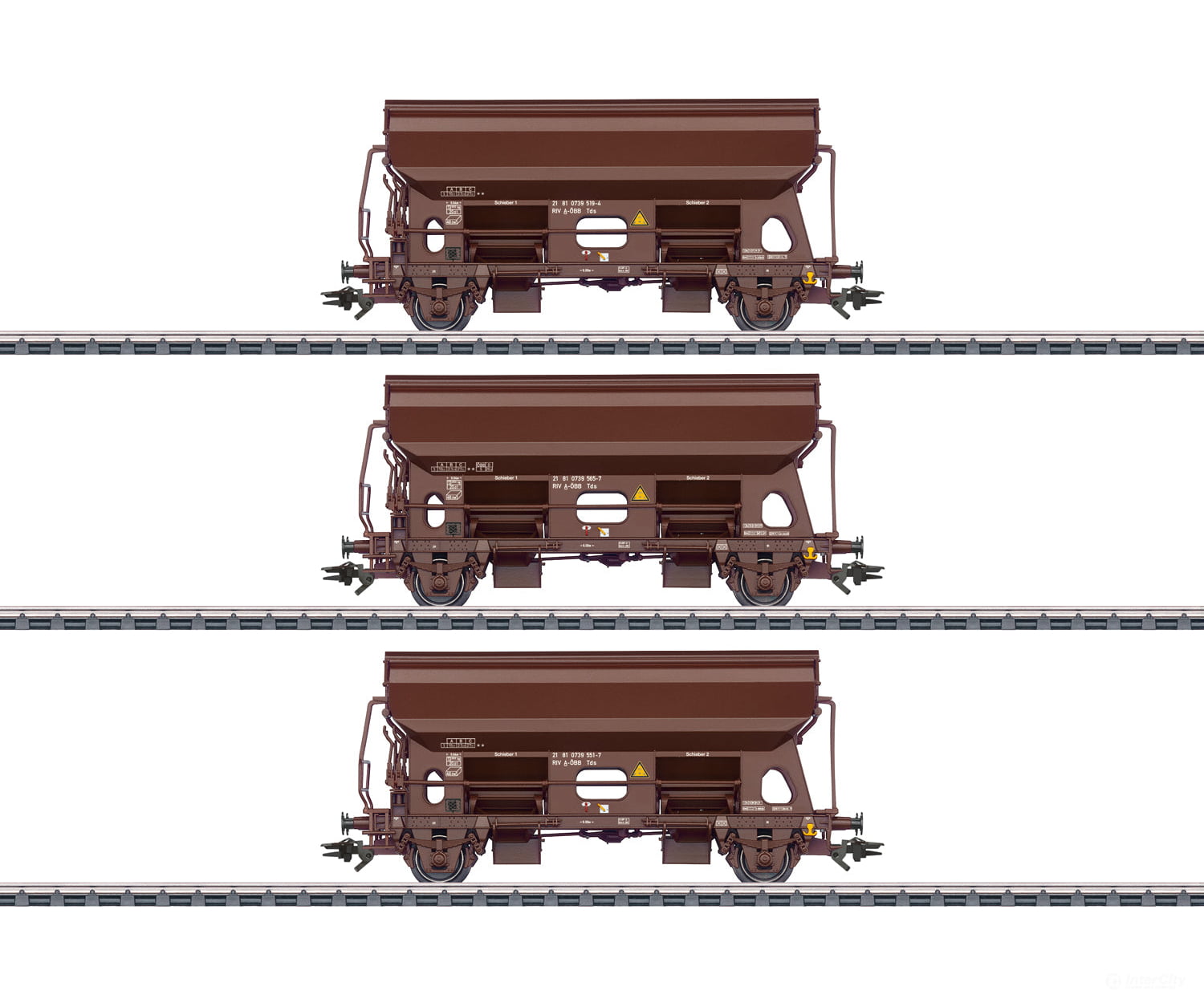Marklin 46334 HO OBB Set of Type Tds Dump Cars with Hinged Roofs European Freight Cars