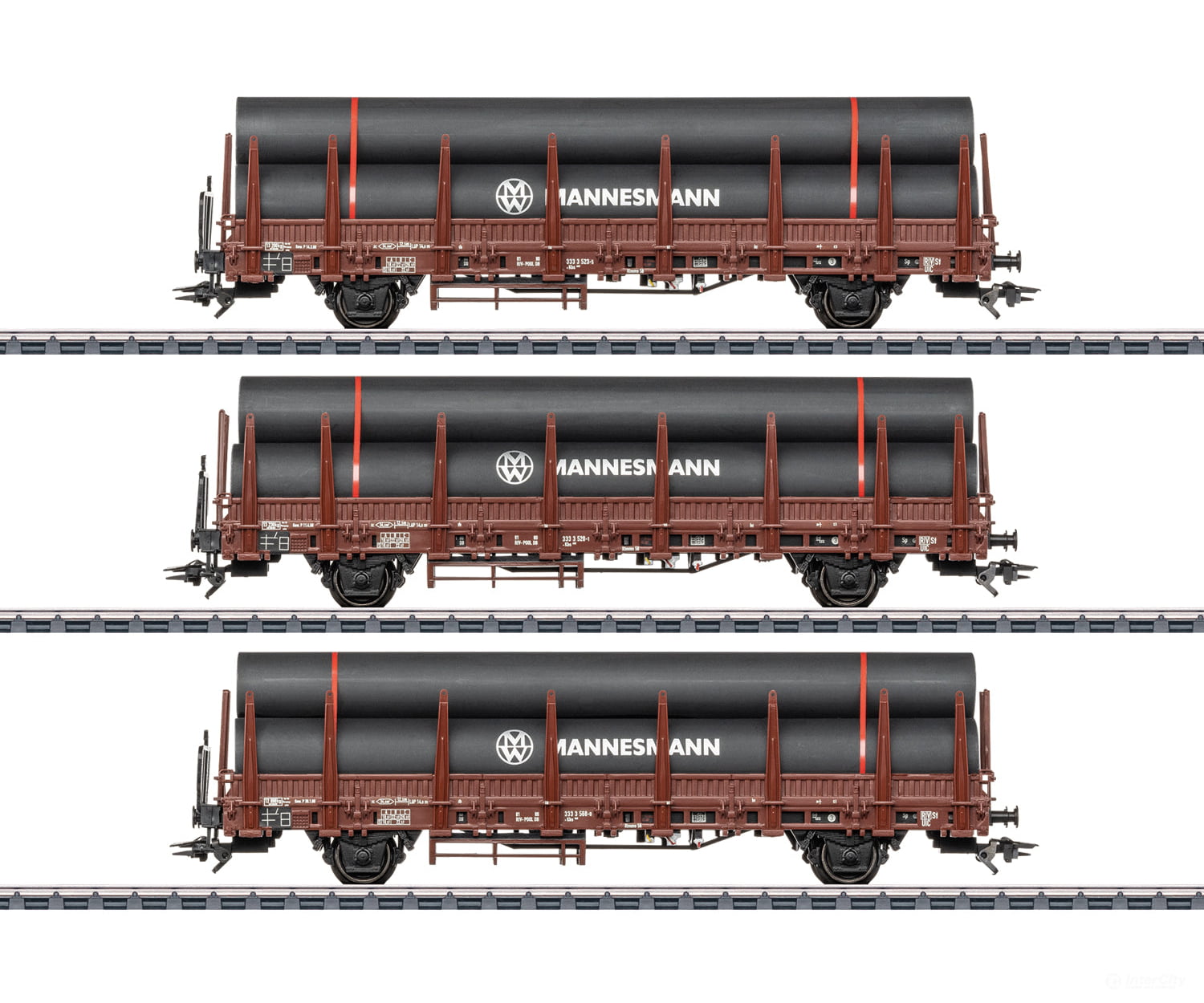Marklin 46563 HO DB Stake Car Set 1 Loaded with Steel Pipes (MHI Exclusive Item) - European Freight Cars