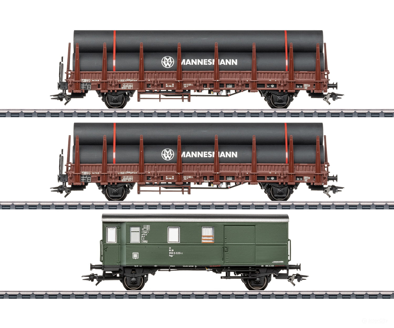 Marklin 46569 HO DB Stake Car Set 2 Loaded with Steel Pipes (MHI Exclusive Item) - European Freight Cars