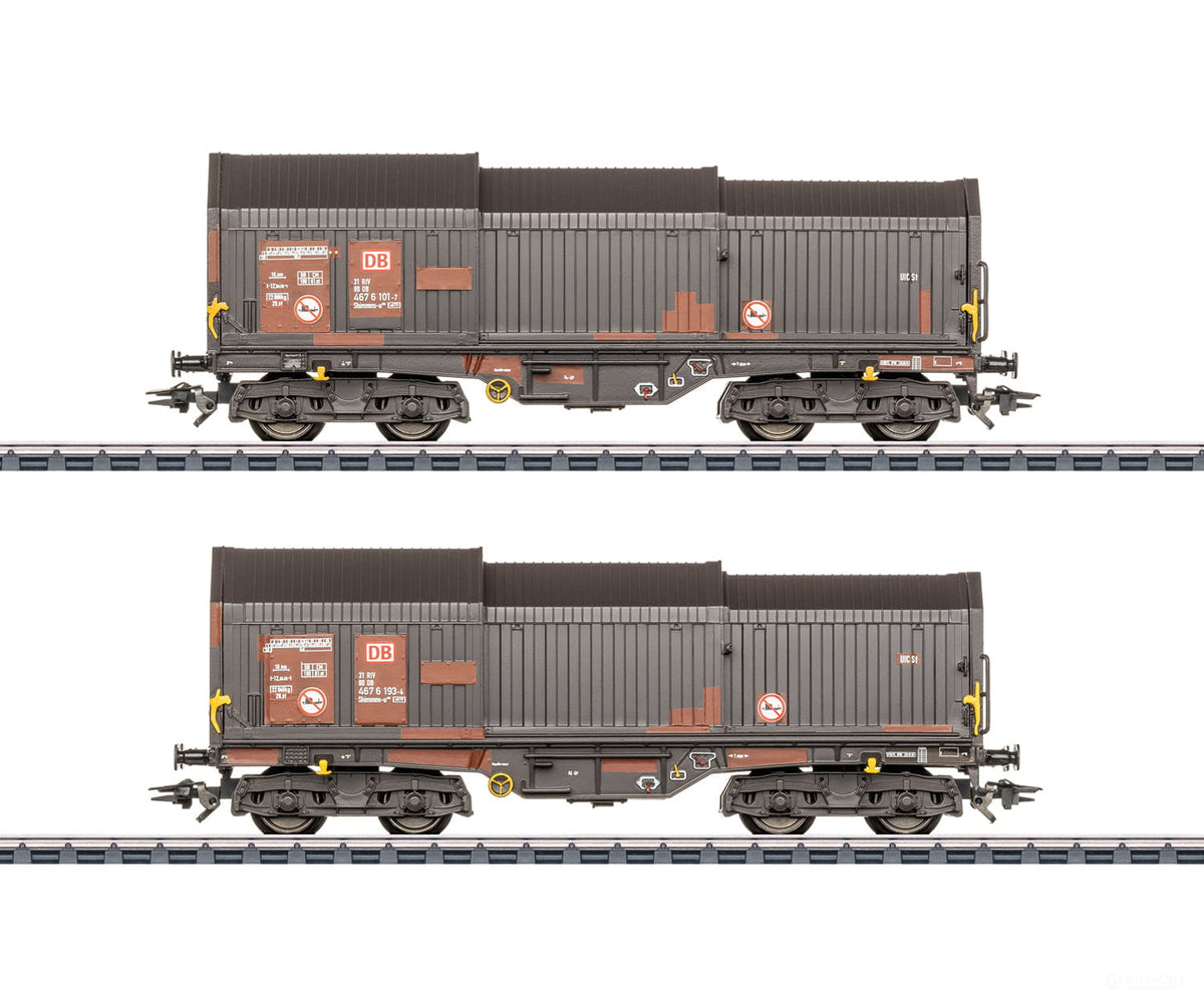 Marklin 46876 HO DB AG Flat Car Set with Telescoping Covers (MHI Exclusive Item) - European Freight Cars