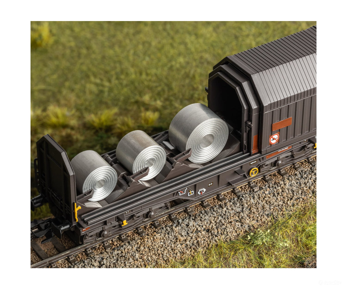 Marklin 46876 HO DB AG Flat Car Set with Telescoping Covers (MHI Exclusive Item) - European Freight Cars