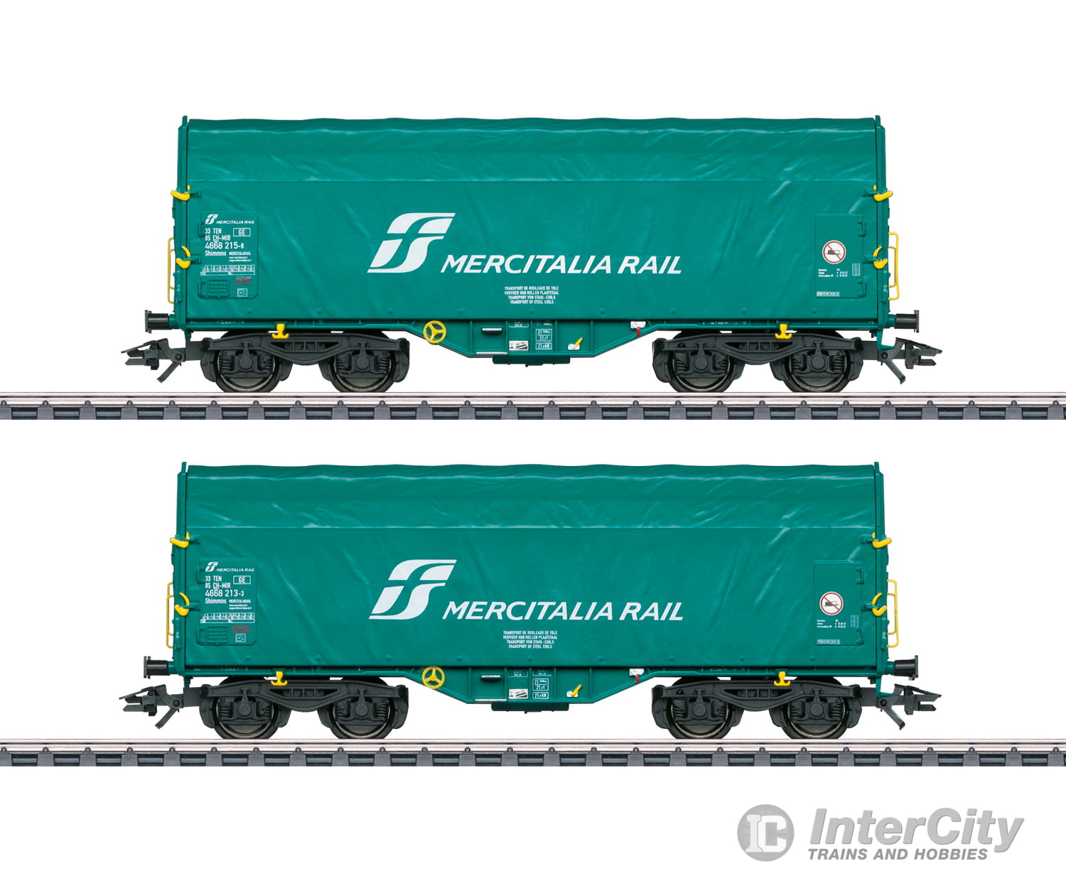 Marklin 47228 Ho Mercitalia Rail Sliding Tarp Car Set European Freight Cars
