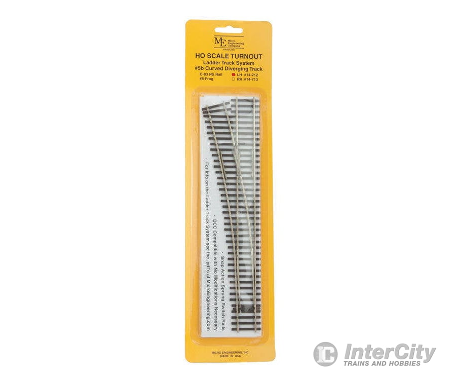 Micro Engineering HO 14712 Code 83 Ladder Track System Turnout - #5b Left Hand Curved Diverging Track Track & Turnouts