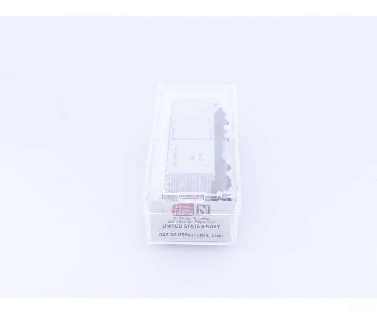 Micro Trains 04200050 N 40’ Double Sheathed Wood Box Car United States Navy (USN) #1 61-00201 - Freight Cars