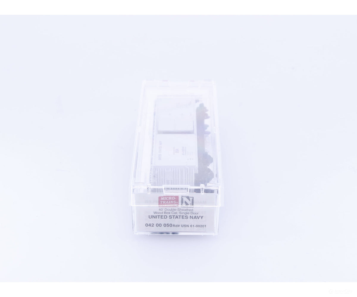 Micro Trains 04200050 N 40’ Double Sheathed Wood Box Car United States Navy (USN) #2 61-00201 - Freight Cars