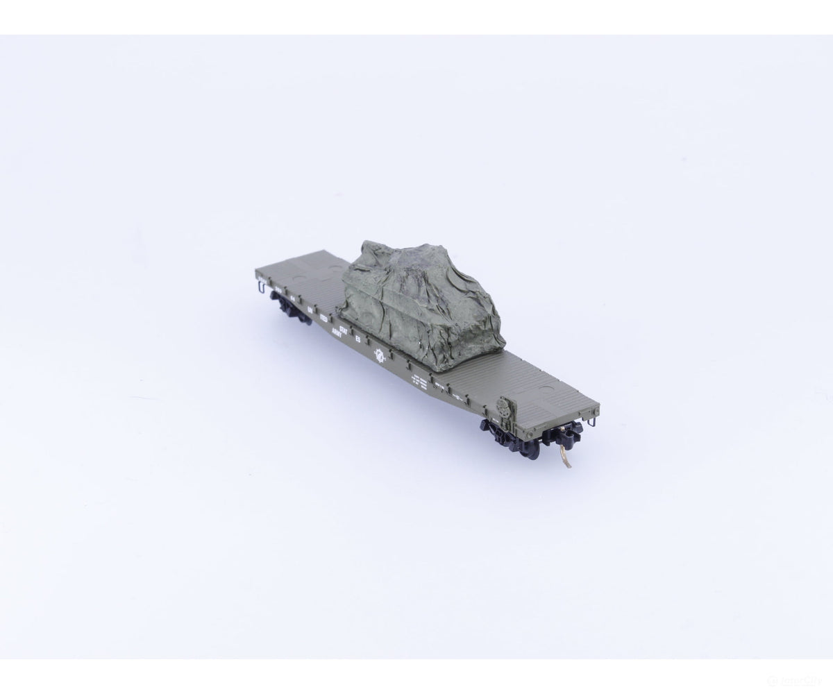 Micro Trains 04500181 N 50’ Fishbelly Side Flatcar w/ Tank Load United States Army (USAX) 38064 - Freight Cars