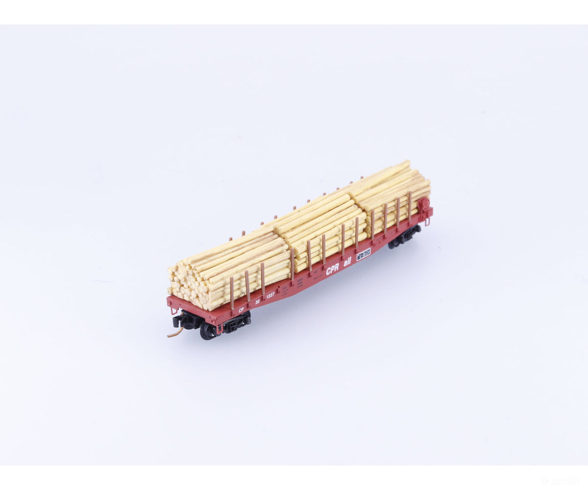 Micro Trains 04500280 N 50’ Flat car Fishbelly Side w/ Log Load #3 Canadian Pacific (CP) 301227 - Freight Cars