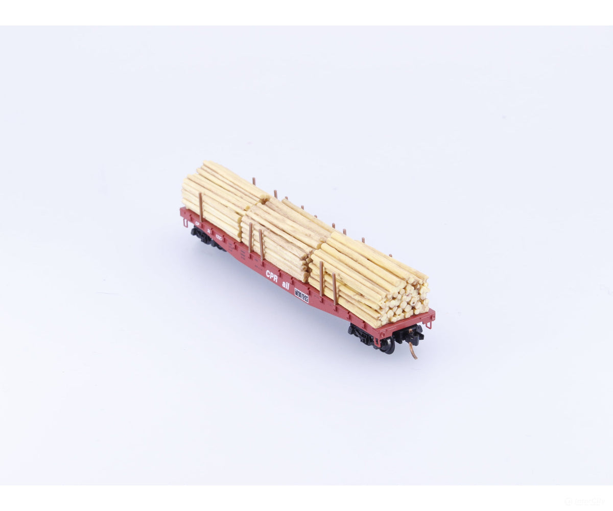 Micro Trains 04500280 N 50’ Flat Car Fishbelly Side w/ Log Load #7 Canadian Pacific (CP) 301227 - Freight Cars