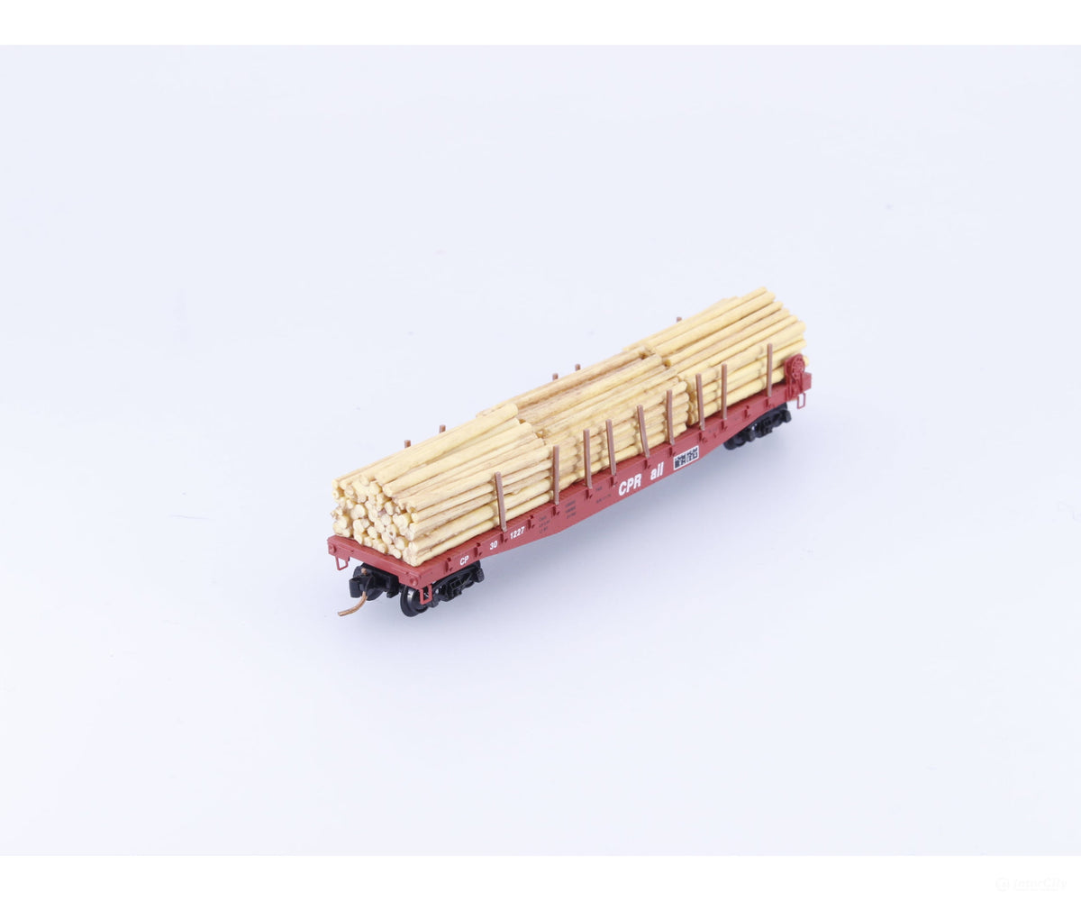 Micro Trains 04500280 N 50’ Flat Car Fishbelly Side w/ Log Load #7 Canadian Pacific (CP) 301227 - Freight Cars