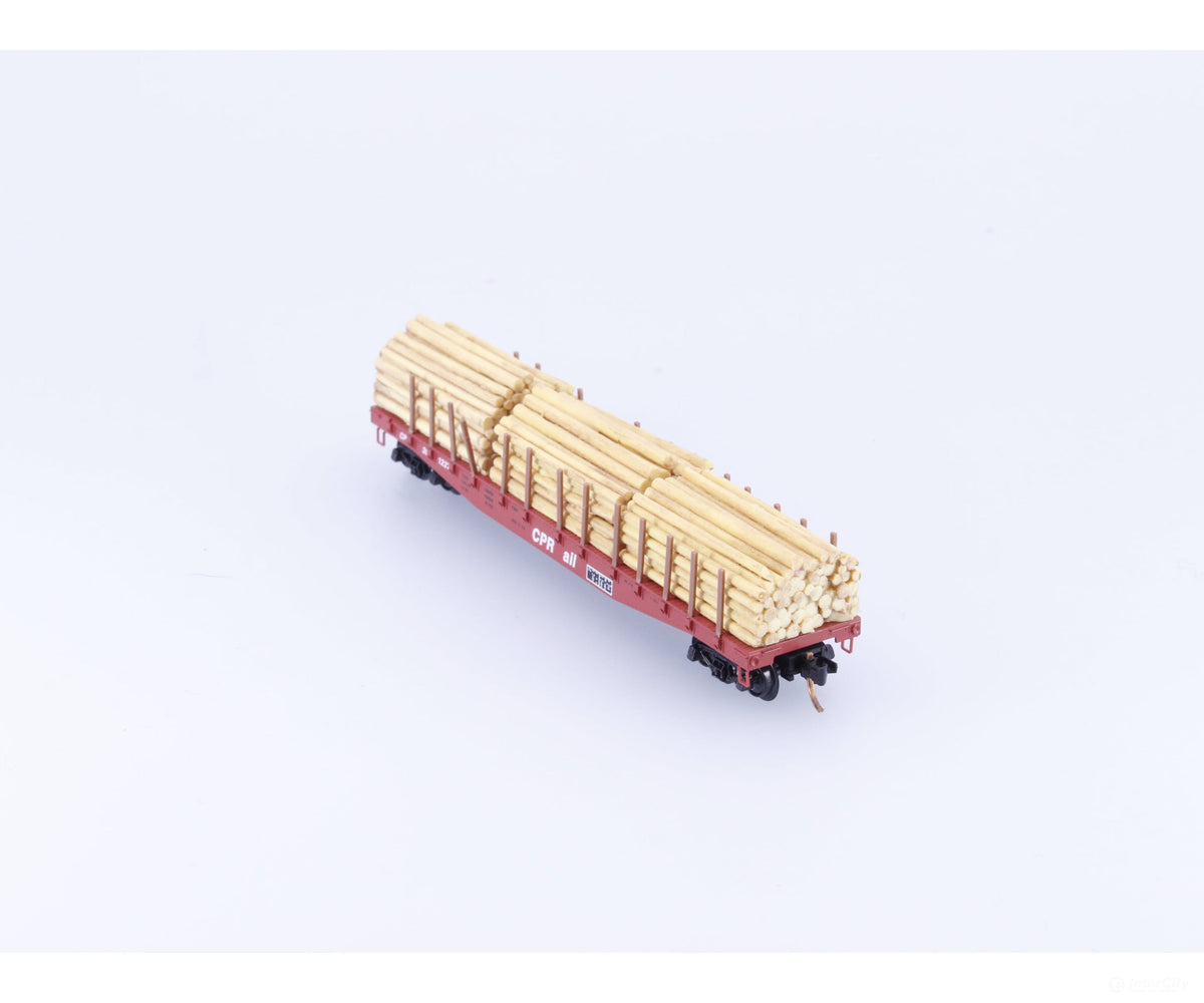 Micro Trains 04500280 N 50’ Flat Car Fishbelly Sides w/ Log Load #4 Canadian Pacific (CP) 301227 - Freight Cars