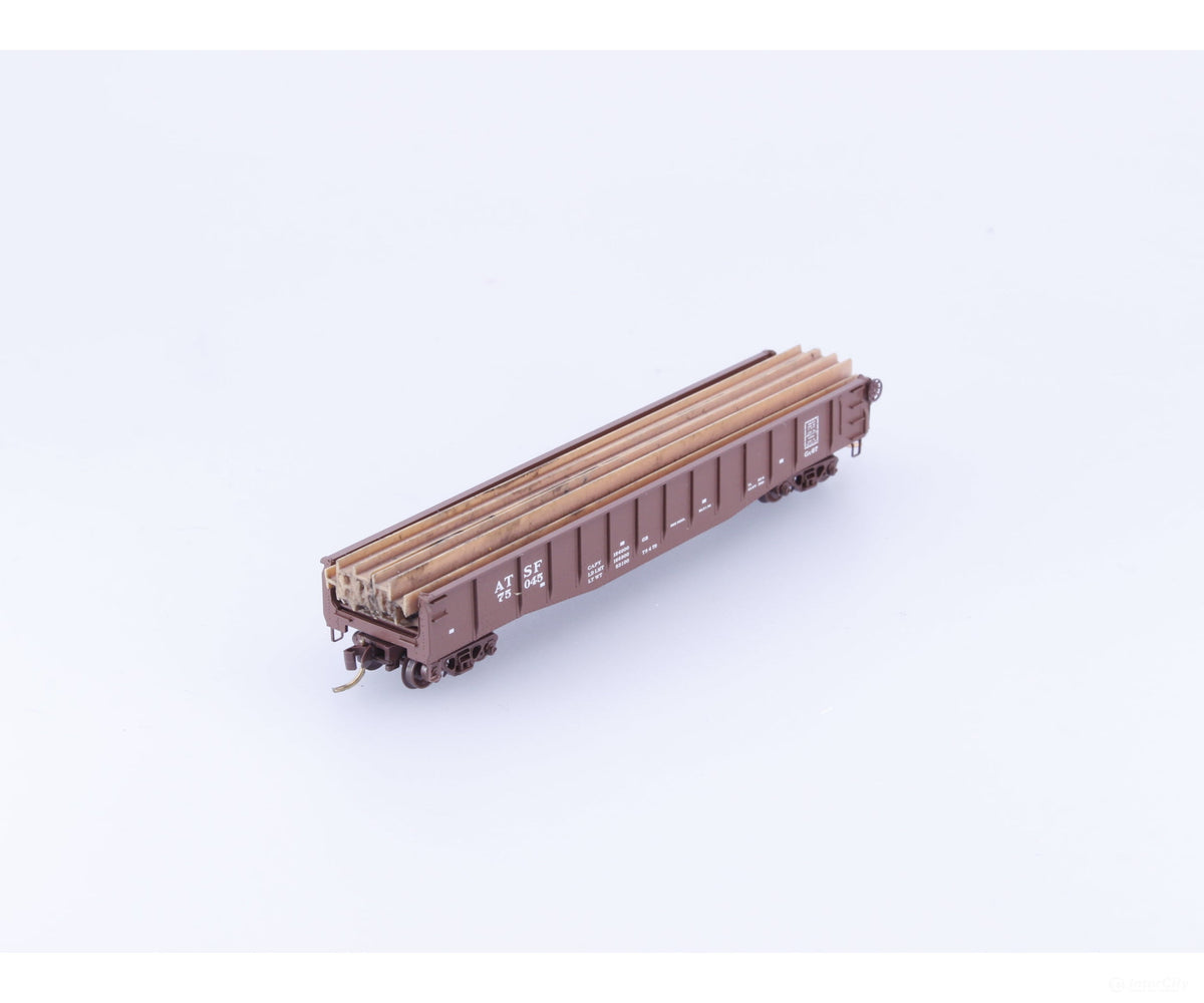 Micro Trains 04600080 N 50’ Fishbelly Side Gondola w/ Steel Beam Load #2 Atchison Topeka and Santa Fe (ATSF) 75045