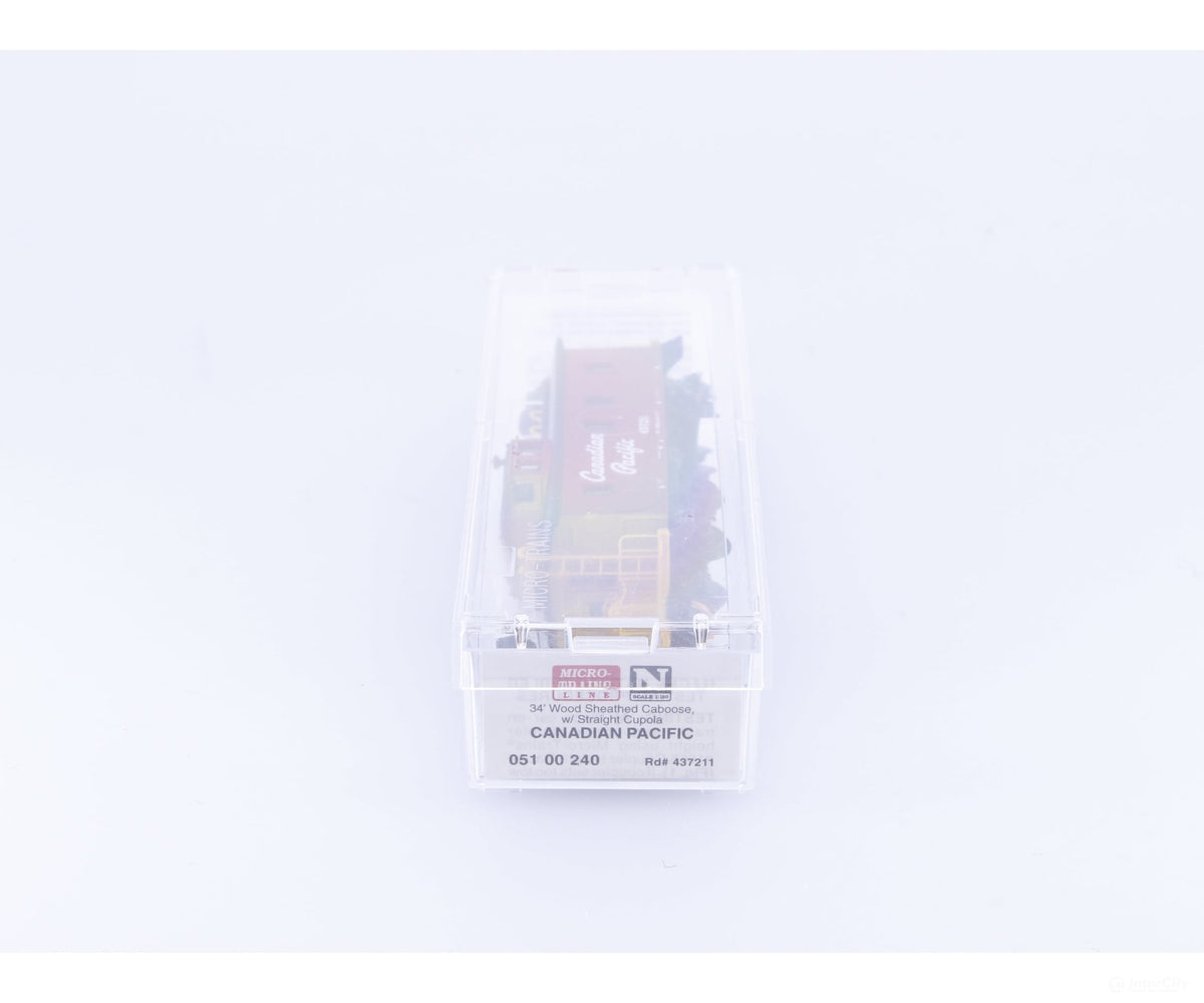 Micro Trains 05100240 N 34’ Wood Caboose w/ Straight Cupola #2 Canadian Pacific (CP) 437211 - Freight Cars