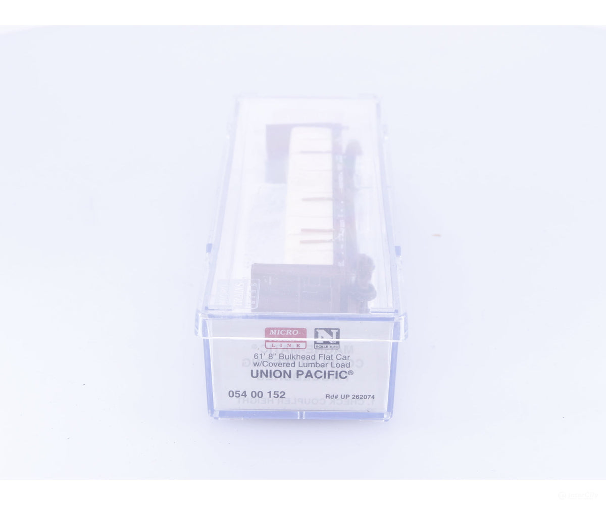 Micro Trains 054 00 152 N 61’ 8’’ Bulkhead Flat Car w/ Lumber Load Union Pacific (UP) 262074 - Freight Cars