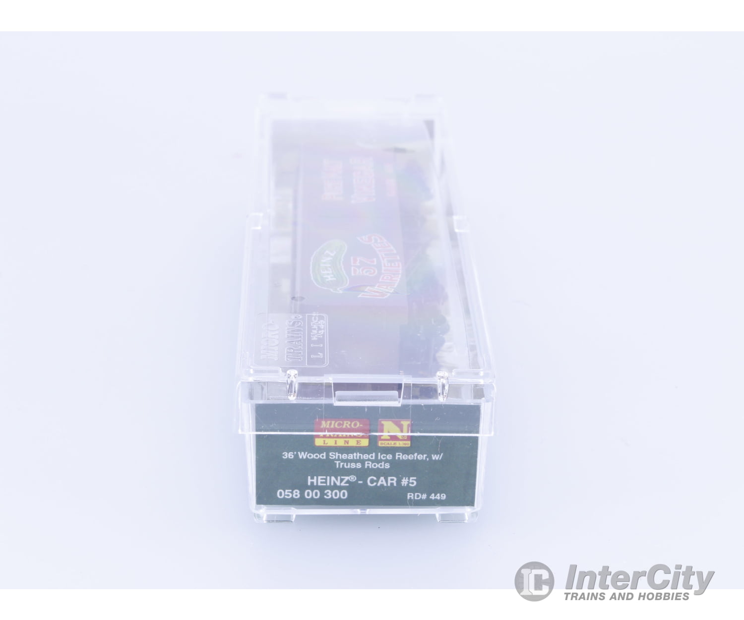 Micro Trains 05800300 N 36’ Wood Sheathed Ice Reefer with Truss Rods Pure Malt Vinegar Heinz (HJHCo) 449 Freight Cars