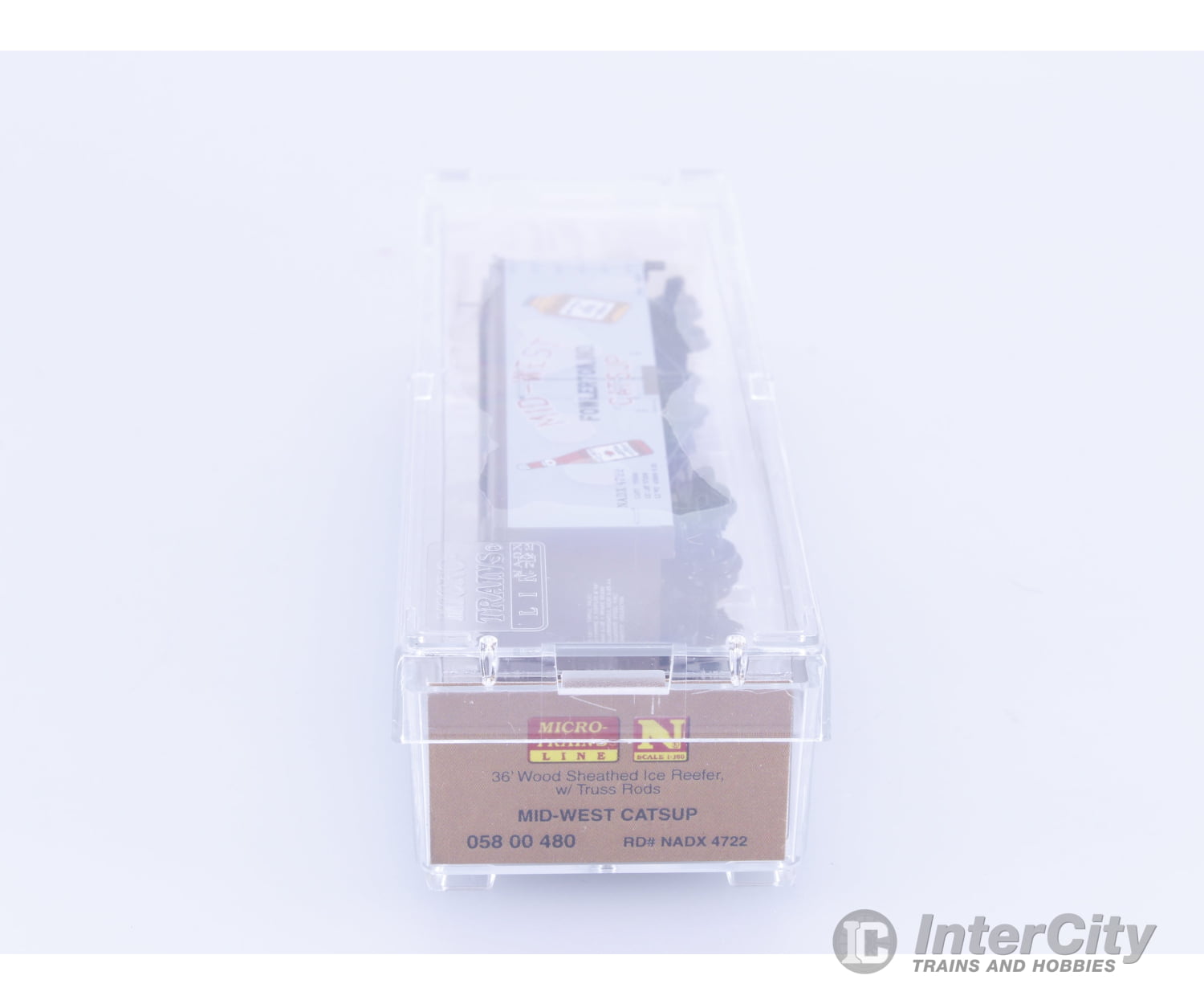 Micro Trains 05800480 N 36’ Wood Sheathed Ice Reefer with Truss Rods Mid-West Catsup (NADX) 4722 Freight Cars