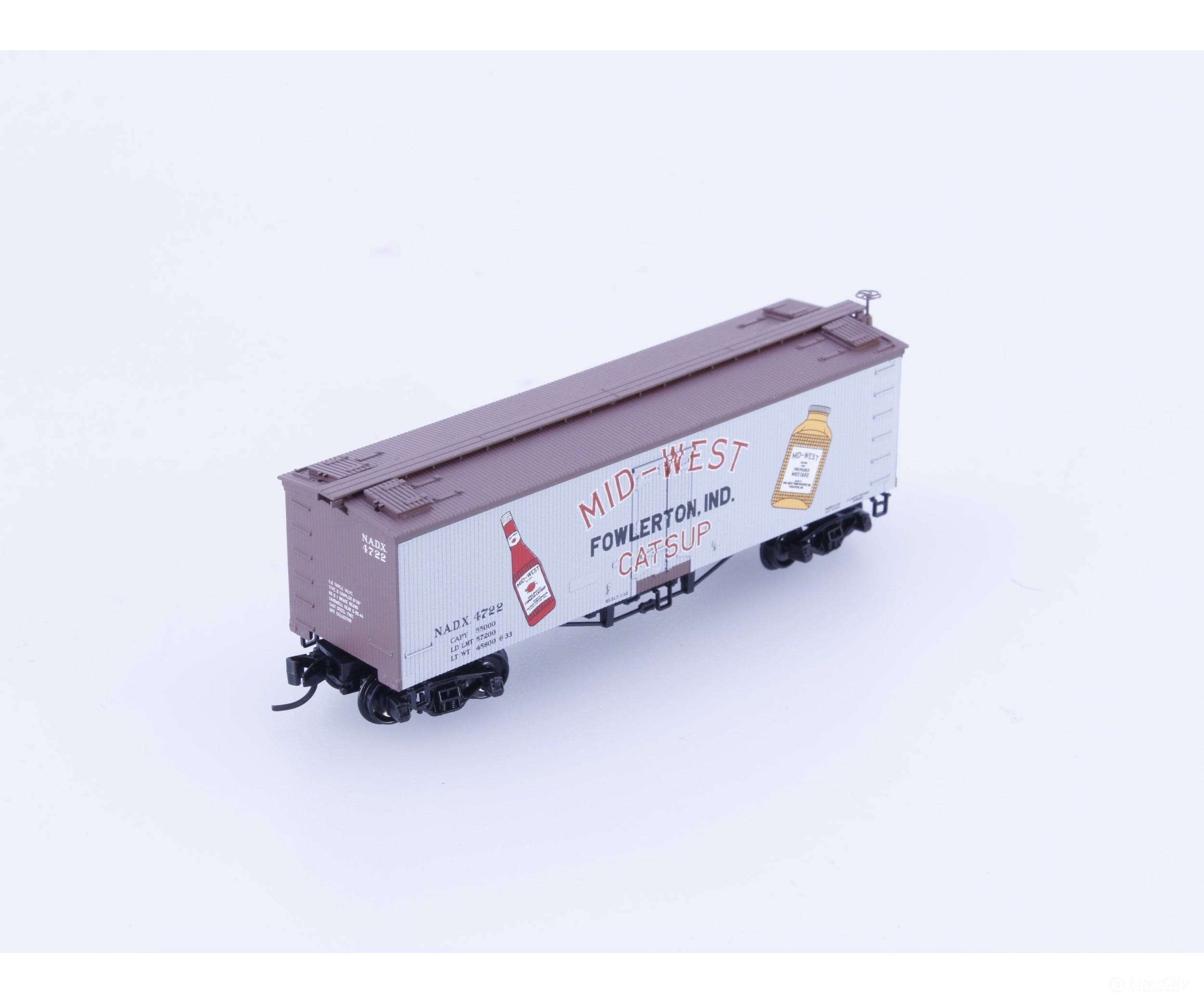 Micro Trains 05800480 N 36’ Wood Sheathed Ice Reefer with Truss Rods Mid-West Catsup (NADX) 4722 Freight Cars