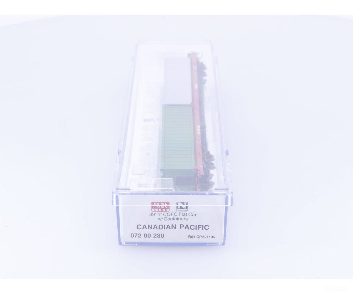 Micro Trains 07200230 N 89’4’’ COFC Flatcar with Containers Canadian Pacific (CP) 521135 - Freight Cars