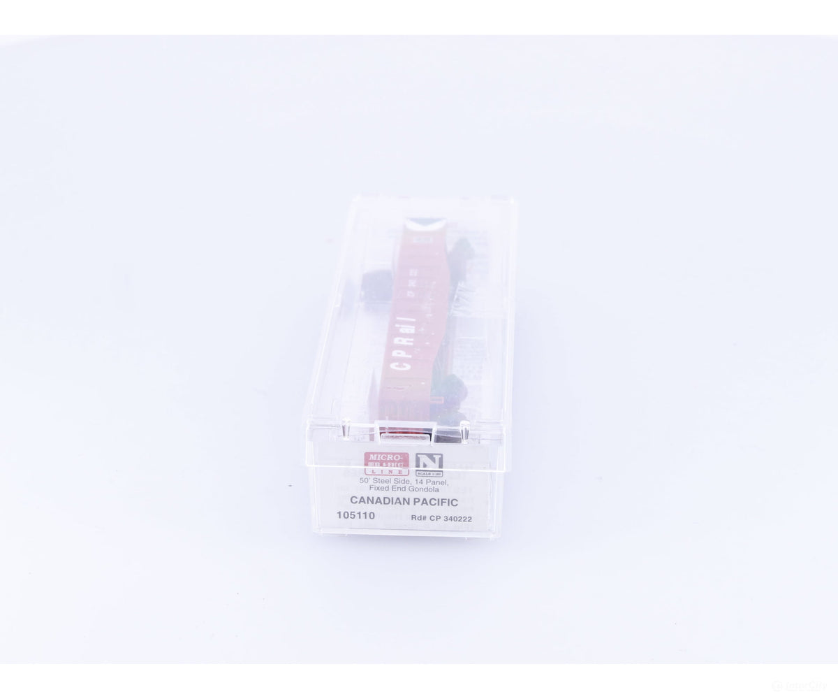 Micro Trains 105110 N 50’ Steel Side Fixed End Gondola Canadian Pacific (CP) 340222 (#2) - Freight Cars