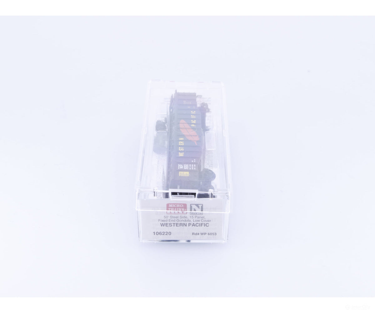 Micro Trains 106220 N 50’ Fixed End Gondola w Low Cover Western Pacific (WP) 6053 - Freight Cars