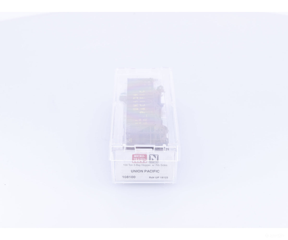 Micro Trains 108100 N 3 Bay Hopper 100 ton Rib Sides No Load Union Pacific (UP) 18122 - Freight Cars