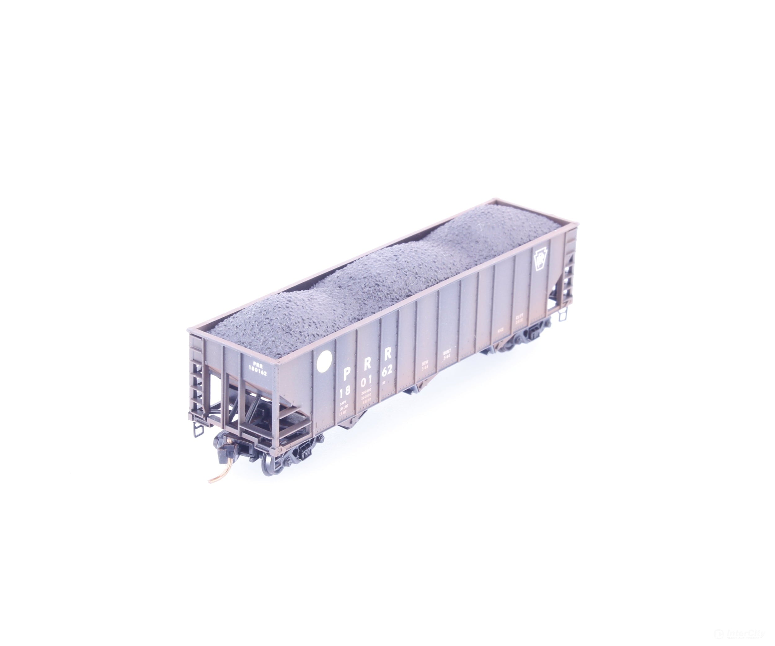 Micro Trains 10844040 N 100 Ton 3 Bay Open Hopper with Load Factory Weathered Pennsylvania Railroad (PRR) 180162