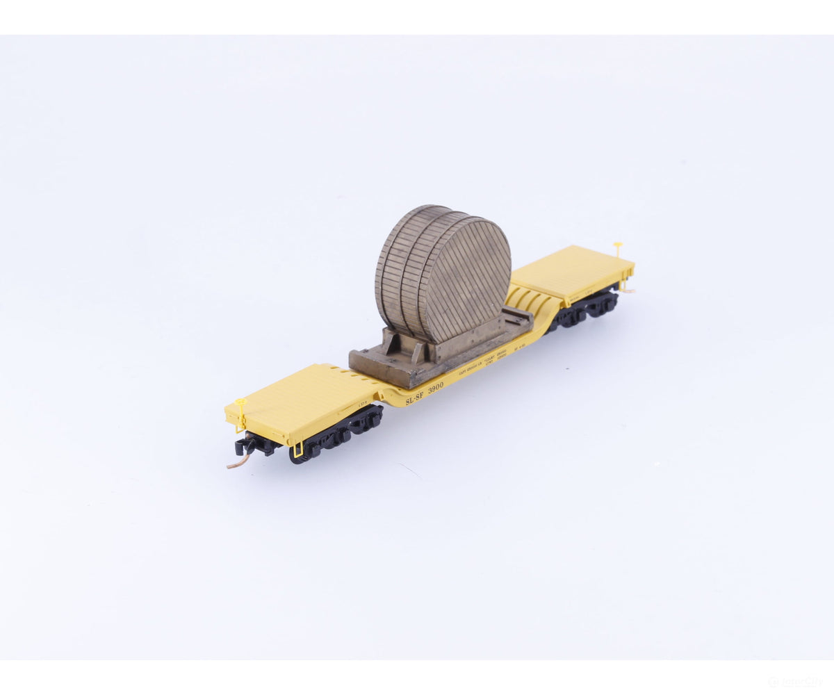 Micro Trains 10900250 N Heavy Duty Depressed Center Flat Car w/ Crated Spool Load #1 St Louis San Fransisco (SLSW) 3900