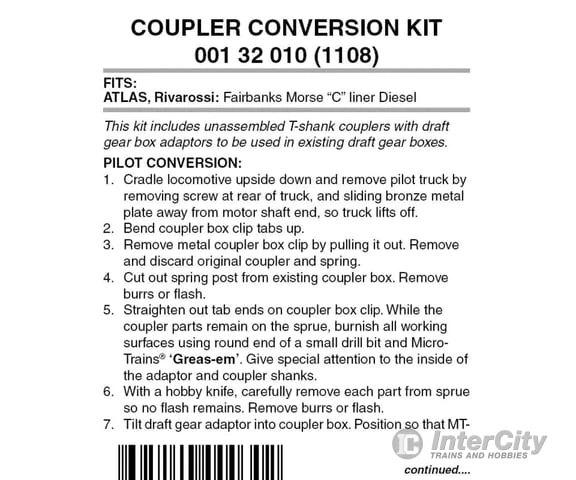 Micro Trains 132010 Locomotive Coupler Conversion Kits - Atlas Fairbanks-Morse Diesel Couplers &