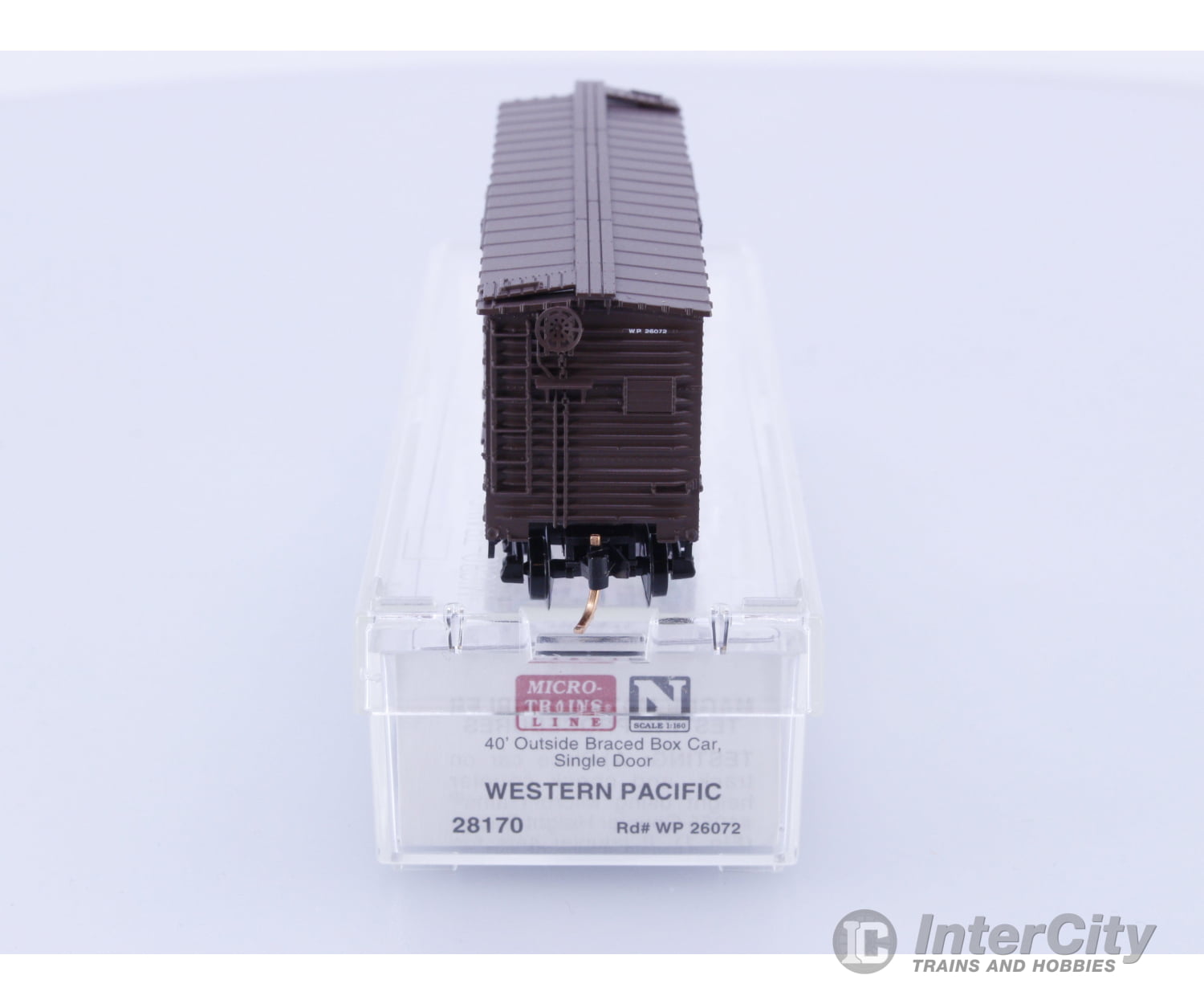 Micro Trains 28170 N Boxcar 40’ Wood Sheathed Outside Braced Western Pacific (WP) 26072 Freight Cars