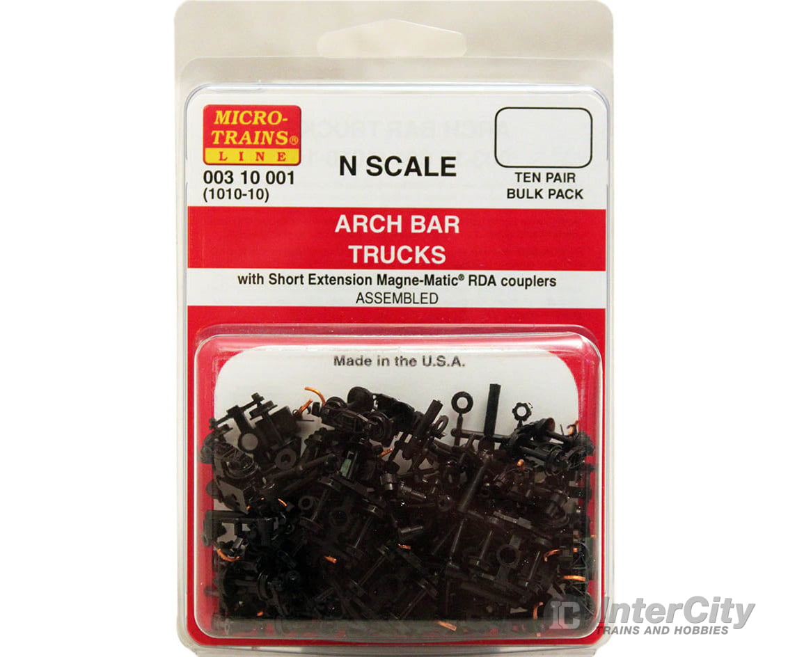 Micro Trains 310001 Arch Bar Trucks - With Short Extended #1010 Couplers (Black) 10 Pairs &