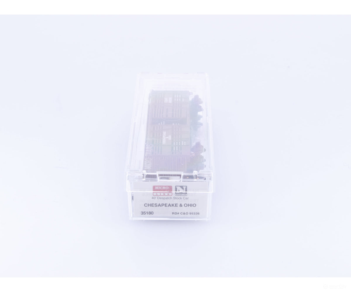 Micro Trains 35180 N 40’ Despatch Stock Car Chesapeake and Ohio (CO) 95336 - Freight Cars