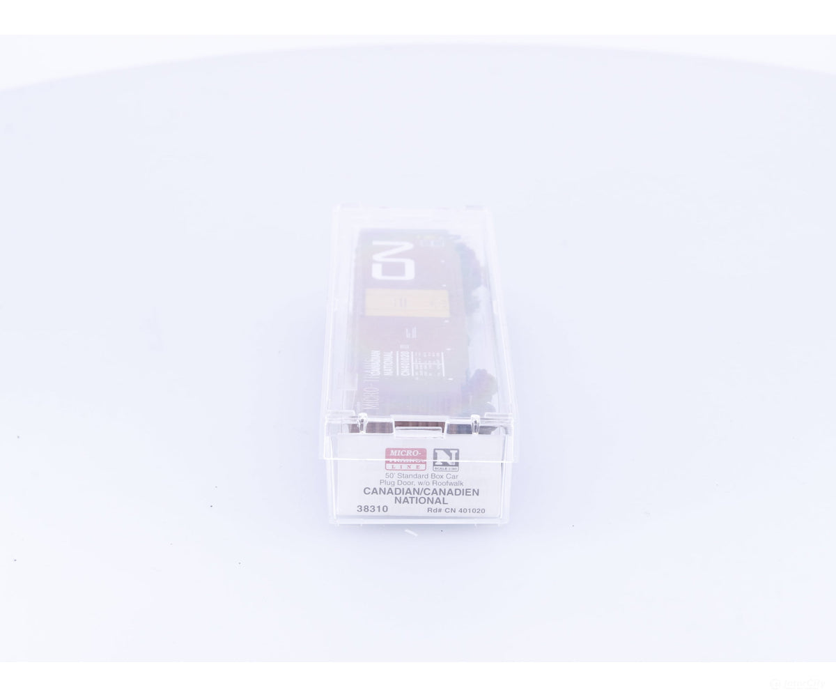 Micro Trains 38310 N 50’ Plug Door Box Car w/o roofwalk #1 Canadian National (CN) 401020 - Freight Cars