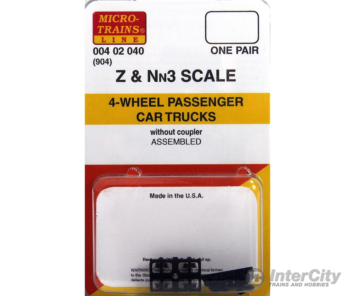 Micro Trains 402040 Trucks - For 4-Wheel Passenger Cars 1 Pair Couplers &