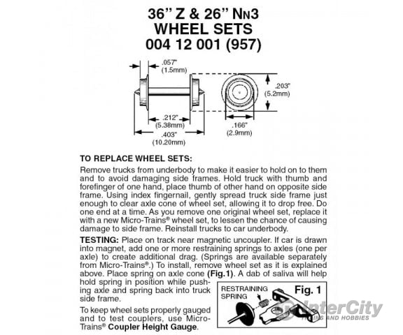 Micro Trains 412001 Wheelsets - 36 Diameter For Z Scale Passenger Cars Pkg(12) Couplers & Trucks