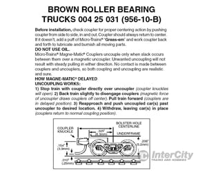 Micro Trains 425031 Roller-Bearing Trucks - With Short Extended Couplers (Brown) 10 Pairs &