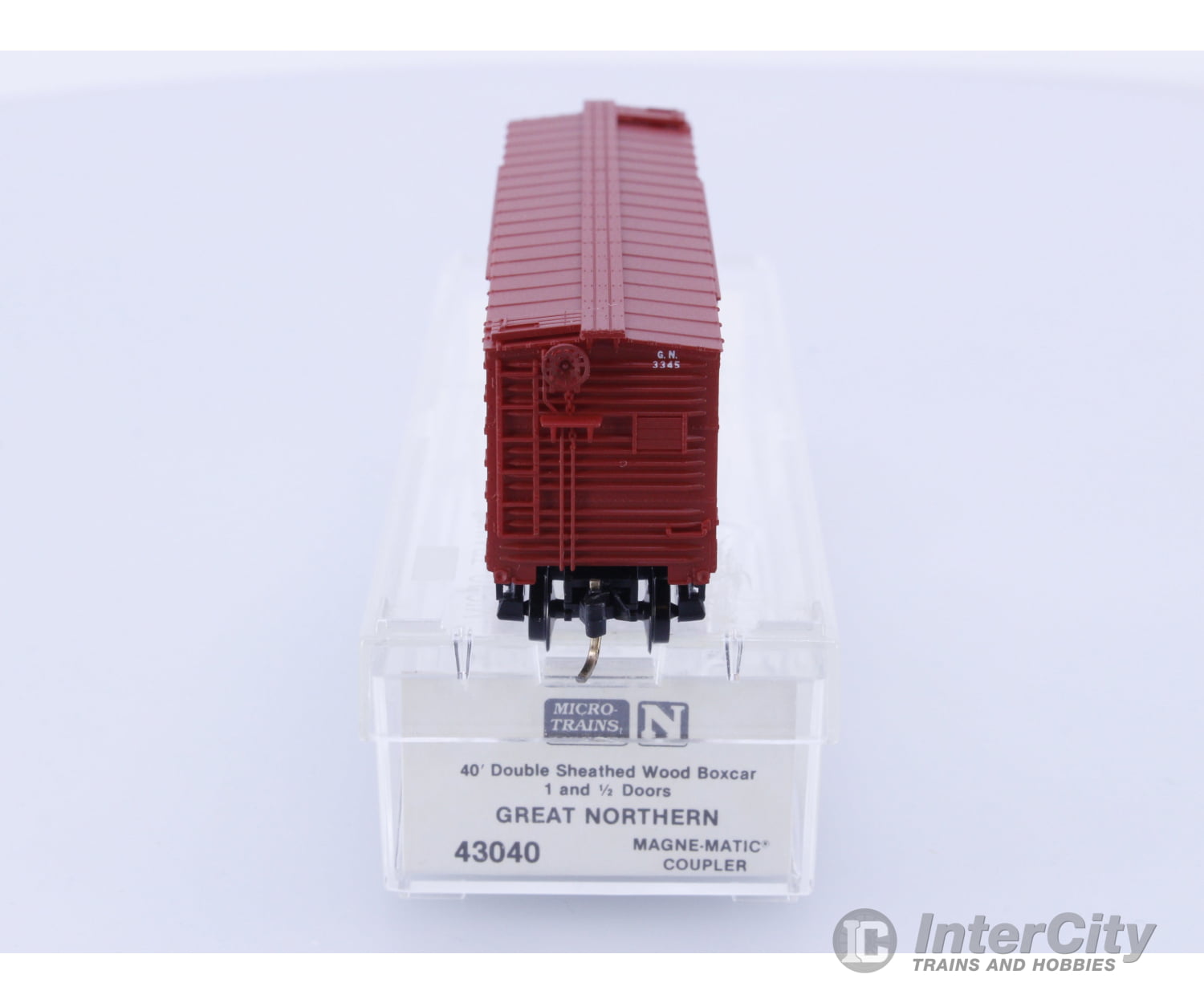Micro Trains 43040 N Boxcar 40’ Double Wood Sheathed Great Northern (GN) 3345 Freight Cars