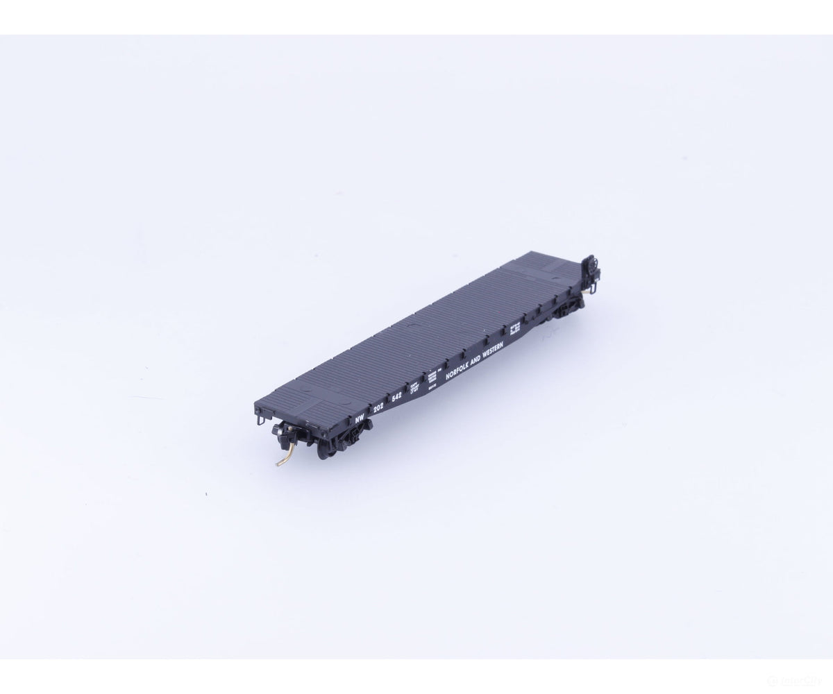 Micro Trains 45020 N 50’ Flat car Fishbelly Side w/Side Mount Brake Wheel Norfolk & Western (NW) 202542 - Freight Cars