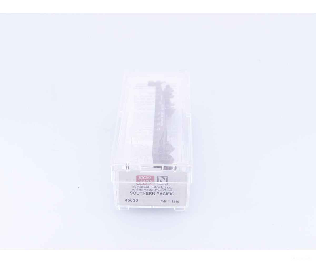 Micro Trains 45030 N 50’ Flat Car fishbelly side w/ Side Mount Brake Wheel Southern Pacific (SP) 140549 - Freight Cars