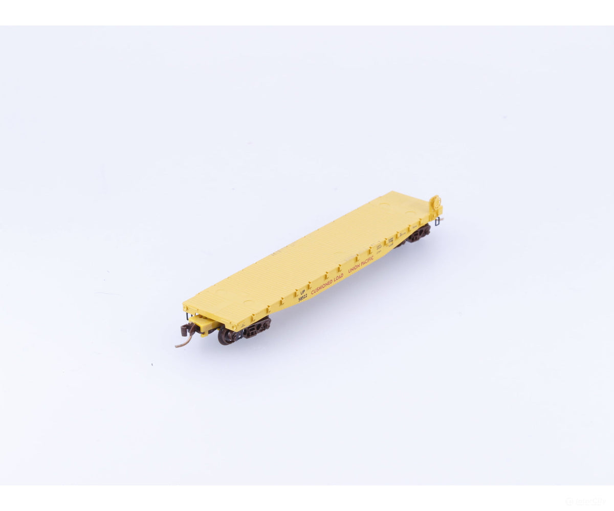 Micro Trains 45070 N 50’ Flat car Fishbelly Side w/Side Mount Brake Wheel #5 Union Pacific (UP) 58522 - Freight Cars