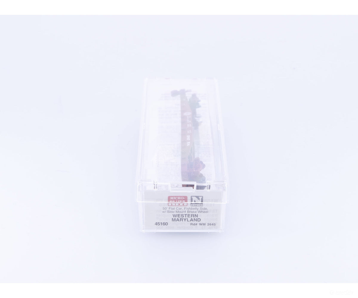 Micro Trains 45160 N 50’ Flat Car Fishbelly Side Western Maryland (WM) #2 2645 - Freight Cars