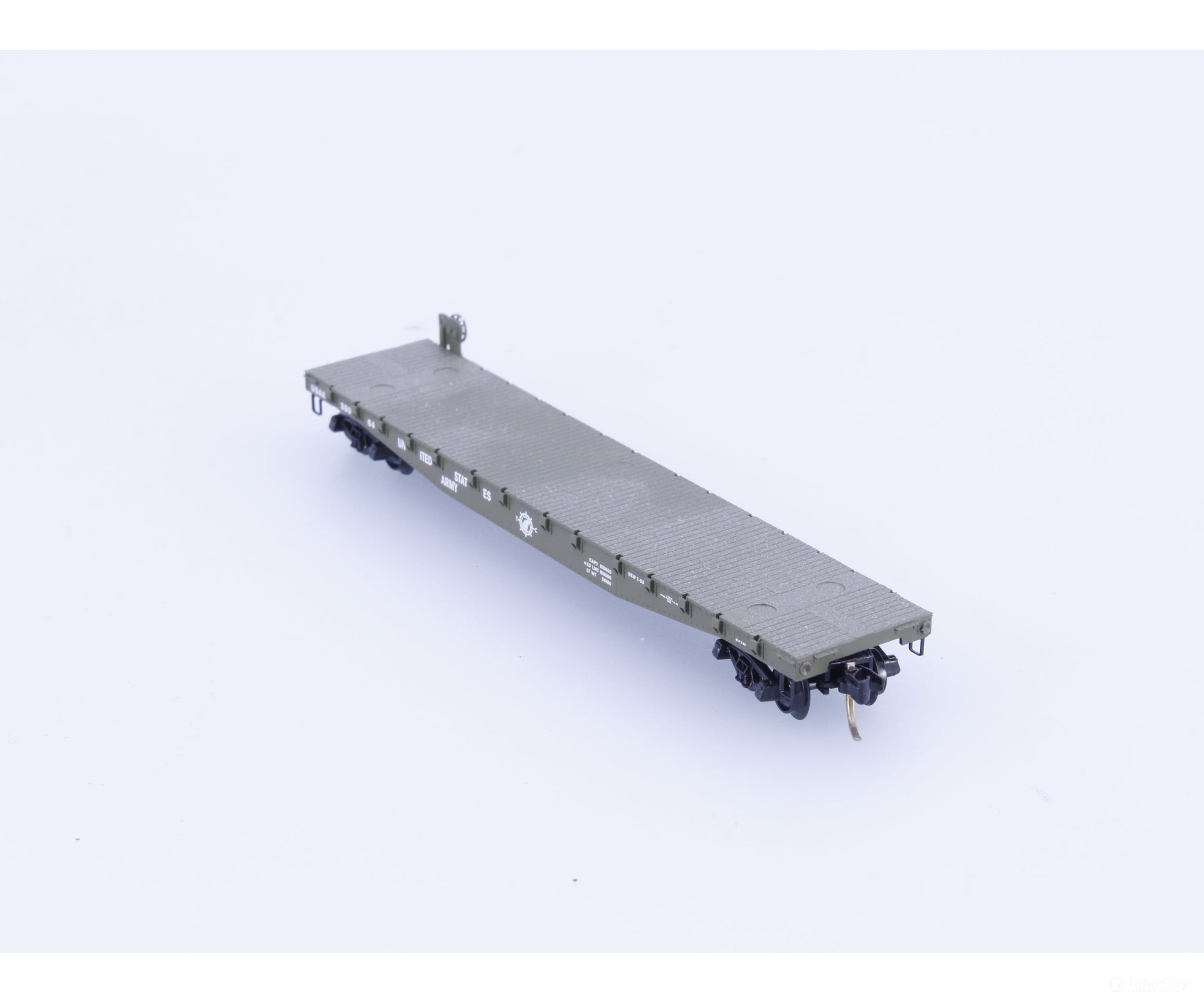 Micro Trains 45180 N 50’ Fishbelly Side Flatcar with Side Mount Brake Wheel United States Army (USAX) 38064 Freight Cars