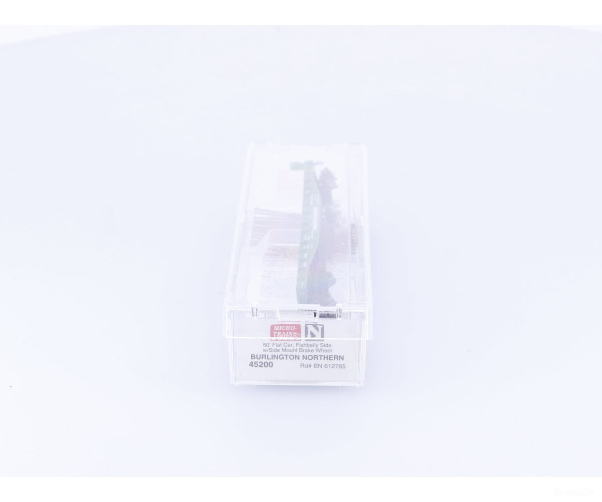 Micro Trains 45200 N 50’ Fishbelly Side Flatcar #2 Burlington Northern (BN) 612765 - Freight Cars