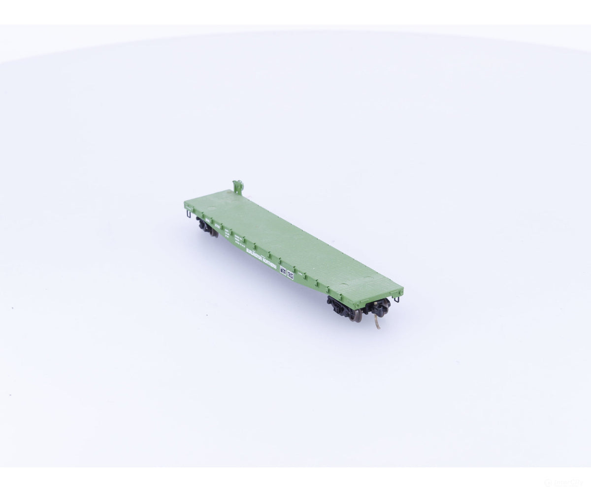 Micro Trains 45200 N 50’ Flat car Fishbelly Side w/Side Mount Brake Wheel #2 Burlington Northern (BN) 612765 - Freight