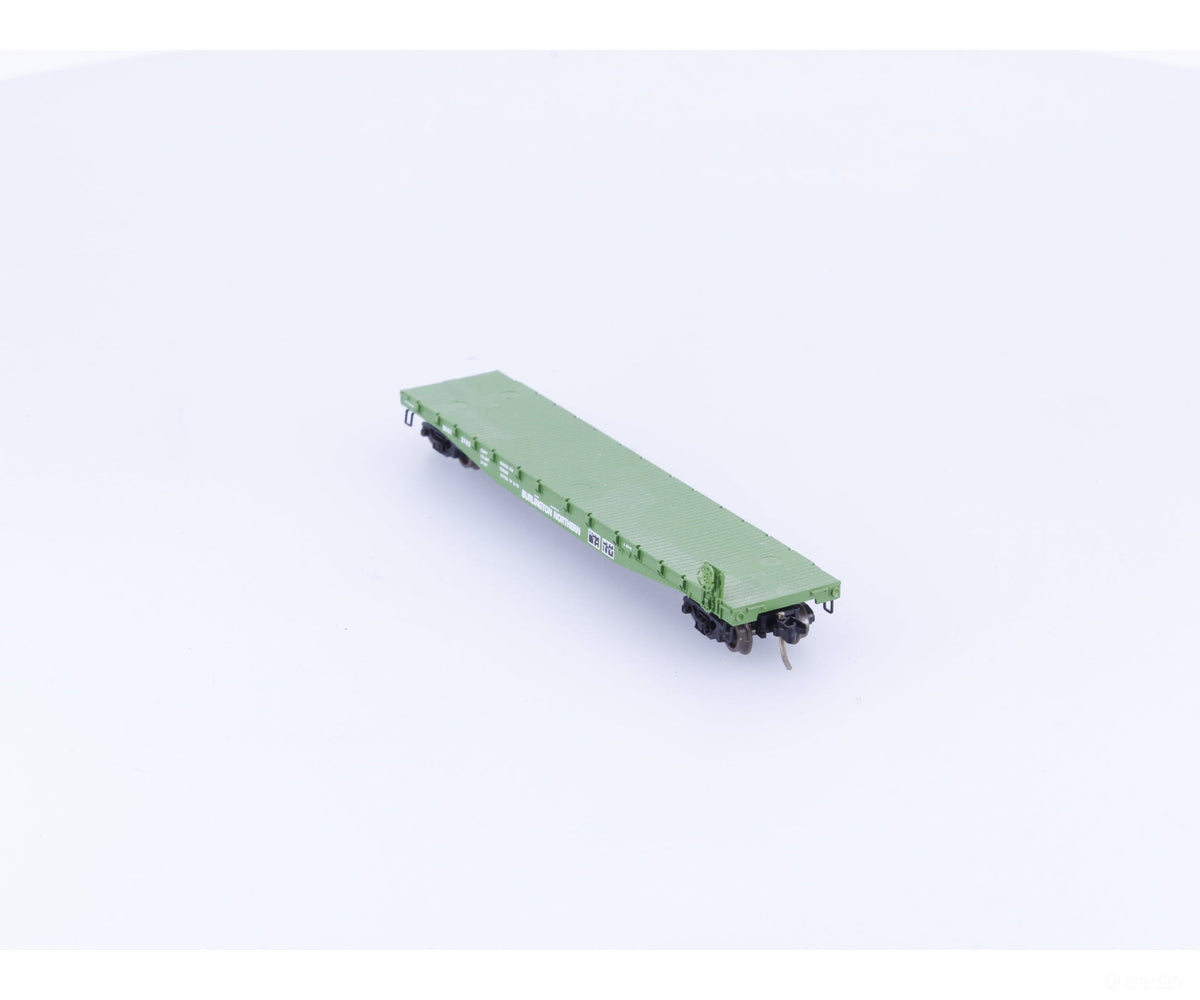 Micro Trains 45200 N 50’ Flat car Fishbelly Side w/Side Mount Brake Wheel Burlington Northern (BN) 612765 - Freight Cars